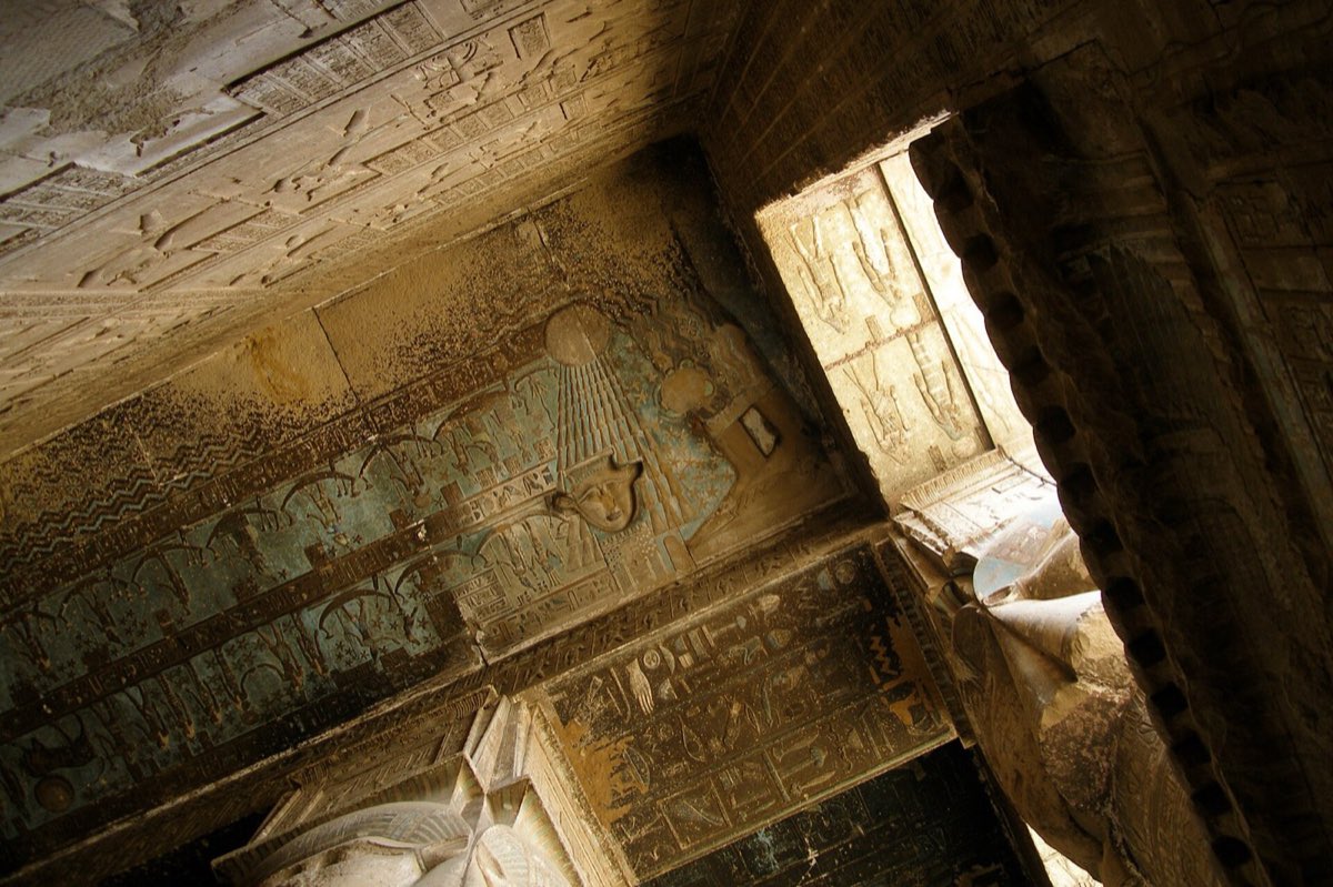 The painted ceiling of the Temple of Hathor at Dendera