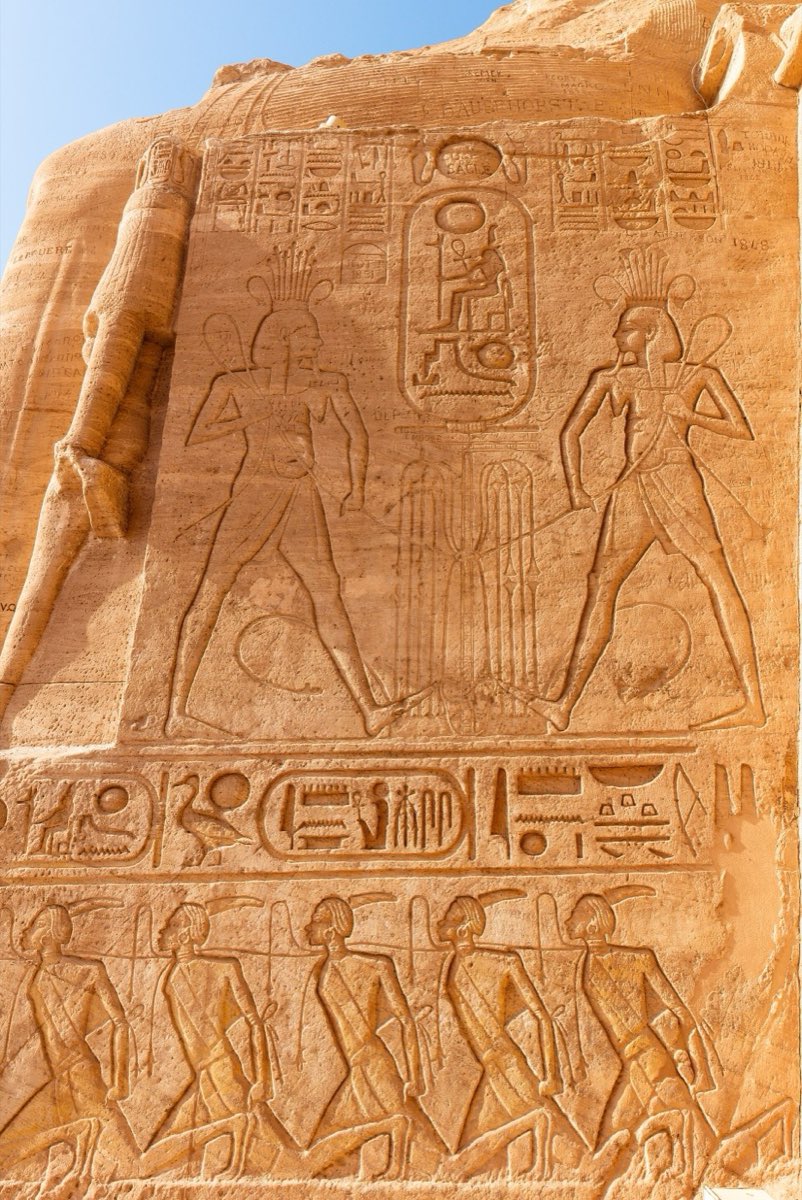 The colossal statues of Ramses II at the temple of Abu Simbel